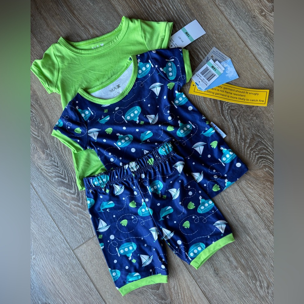 NWT Max & Olivia Submarine Snug Fit Shorts Pajama Set Toddler Boys PJ set